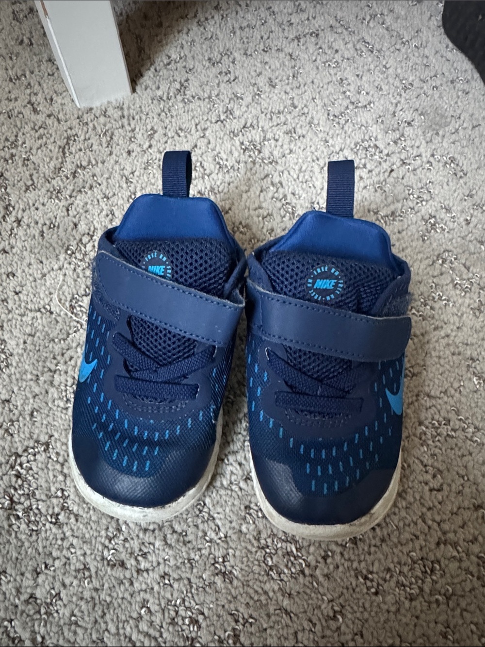 Nike Kids Navy Sneakers with Light Blue Swoosh